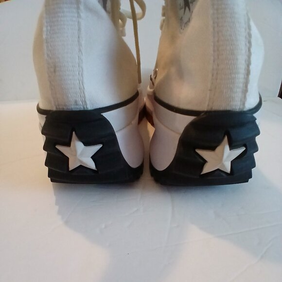 Converse White High Tops Canvas Run All Stars Sneakers  8.5 Men - Picture 5 of 8